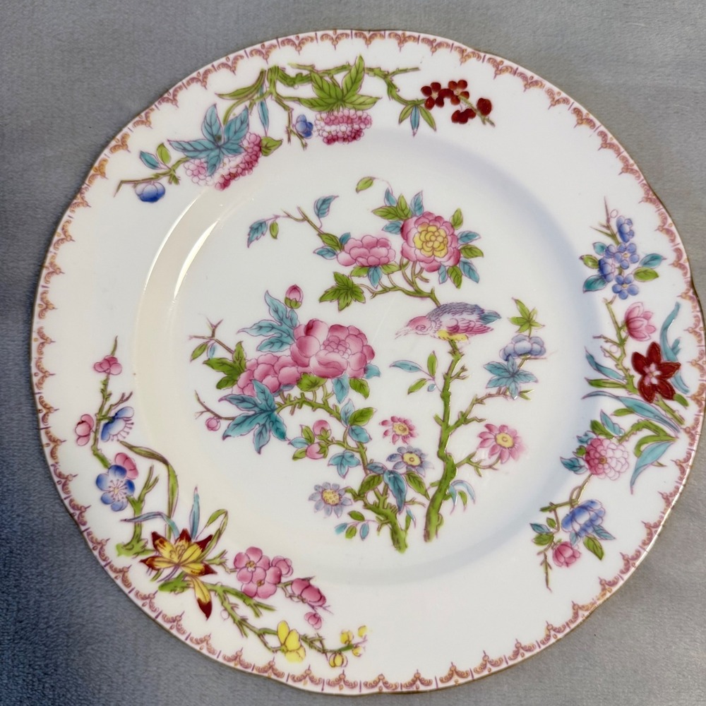 Vintage Mintons Bone China 8" Luncheon Salad Plate Floral Bird England 3734